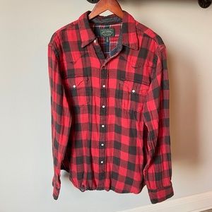 NWOT Red buffalo check men’s button up pearl snap